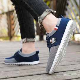 Tenis Casuais Masculinos de Lona Respirável - Sapatilhas Baixas com Cadarço, Forro em Tecido e Solado de PVC, Opções Multicoloridas para Looks Informais