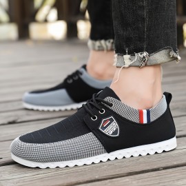 Tenis Casuais Masculinos de Lona Respirável - Sapatilhas Baixas com Cadarço, Forro em Tecido e Solado de PVC, Opções Multicoloridas para Looks Informais