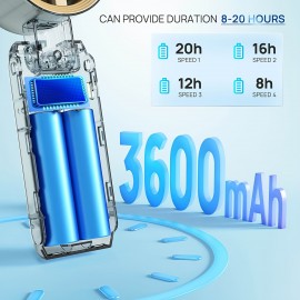 Ventilador de Pescoço Ultra Silencioso Portátil com Cordão - Design 3 em 1: Resfriamento a Gelo e Turbo, 13550 RPM, Bateria Recarregável até 20H, Display LCD, 60°F em 60s | Ventilador USB para Viagens, Acampamentos e Ar Livre - Preto/Rosa, Presente para H