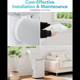 Ar Condicionado Portátil GAOMON 12.000 BTU com Controle Remoto, Desumidificador e Modo Sono - Unidade de Resfriamento Eficiente em Energia USB para Ambientes até 550 Pés², Design Elegante Branco, Refrigeração para Pequenos Espaços, Painel Minimalista, Alç