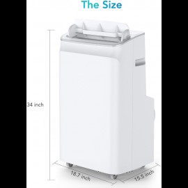 Ar Condicionado Portátil GAOMON 12.000 BTU com Controle Remoto, Desumidificador e Modo Sono - Unidade de Resfriamento Eficiente em Energia USB para Ambientes até 550 Pés², Design Elegante Branco, Refrigeração para Pequenos Espaços, Painel Minimalista, Alç