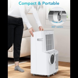 Ar Condicionado Portátil GAOMON 12.000 BTU com Controle Remoto, Desumidificador e Modo Sono - Unidade de Resfriamento Eficiente em Energia USB para Ambientes até 550 Pés², Design Elegante Branco, Refrigeração para Pequenos Espaços, Painel Minimalista, Alç