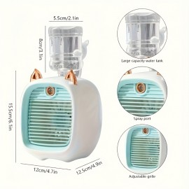 Ventilador de spray de mesa mini, tipo C USB, ventilador de spray de carregamento, ventilador de umidificador para escritório em casa, ventiladores de ar fresco