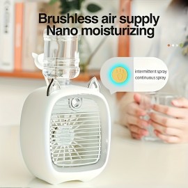 Ventilador de spray de mesa mini, tipo C USB, ventilador de spray de carregamento, ventilador de umidificador para escritório em casa, ventiladores de ar fresco