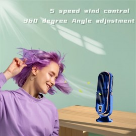 Ventilador Portátil De Grande Bateria E Motor Duplo, Arrefecedor De Ar Pequeno Para Uso Doméstico, Ventilador De Resfriamento De Ar De 5 Velocidades, Secador De Cabelo De 720°, Ventilador USB Portátil Para Escritório, Viagem, Acampamento, RV Ao Ar Livre, 