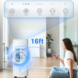 Resfriador de Ar Evaporativo Portátil 3-em-1 Sem Janela com Tanques Duplos, 3 Pacotes de Gelo & Temporizador Inteligente - Resfriador de Pântano de 60W e 25 Polegadas, Oscilação de 70°, 3 Velocidades para Quartos, Escritórios, Aparelho Moderno, Corpo em P