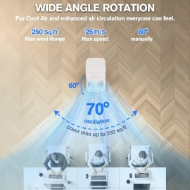 Resfriador de Ar Evaporativo Portátil 3-em-1 Sem Janela com Tanques Duplos, 3 Pacotes de Gelo & Temporizador Inteligente - Resfriador de Pântano de 60W e 25 Polegadas, Oscilação de 70°, 3 Velocidades para Quartos, Escritórios, Aparelho Moderno, Corpo em P