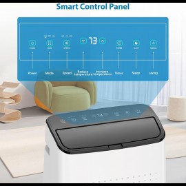 Ar Condicionado Portátil GAOMON de 14,000 BTU 3-em-1 com Controle Remoto, Modo Sono Inteligente & Temporizador de 24H - Cobertura para 750 Pés Quadrados, Desumidificador, Ventilador, Alimentação USB, Tampa Superior Preta, Aparelho de Conforto Doméstico, P
