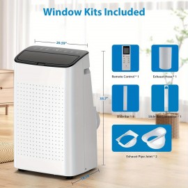 Ar Condicionado Portátil GAOMON de 14,000 BTU 3-em-1 com Controle Remoto, Modo Sono Inteligente & Temporizador de 24H - Cobertura para 750 Pés Quadrados, Desumidificador, Ventilador, Alimentação USB, Tampa Superior Preta, Aparelho de Conforto Doméstico, P