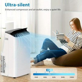 Ar Condicionado Portátil GAOMON de 14,000 BTU 3-em-1 com Controle Remoto, Modo Sono Inteligente & Temporizador de 24H - Cobertura para 750 Pés Quadrados, Desumidificador, Ventilador, Alimentação USB, Tampa Superior Preta, Aparelho de Conforto Doméstico, P