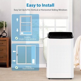 Ar Condicionado Portátil GAOMON de 14,000 BTU 3-em-1 com Controle Remoto, Modo Sono Inteligente & Temporizador de 24H - Cobertura para 750 Pés Quadrados, Desumidificador, Ventilador, Alimentação USB, Tampa Superior Preta, Aparelho de Conforto Doméstico, P