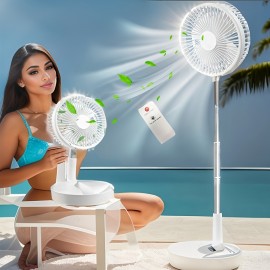 1 Ventilador de Mesa Portátil Dobrável USB - 4 Velocidades Ajustáveis, Altura Regulável, Plástico Leve, Bateria Recarregável 18650 Lítio 1200mAh, 36V Seguro para Escritório, Casa e Camping