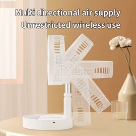 1 Ventilador de Mesa Portátil Dobrável USB - 4 Velocidades Ajustáveis, Altura Regulável, Plástico Leve, Bateria Recarregável 18650 Lítio 1200mAh, 36V Seguro para Escritório, Casa e Camping