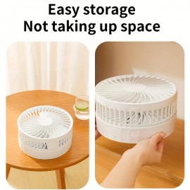 1 Ventilador de Mesa Portátil Dobrável USB - 4 Velocidades Ajustáveis, Altura Regulável, Plástico Leve, Bateria Recarregável 18650 Lítio 1200mAh, 36V Seguro para Escritório, Casa e Camping