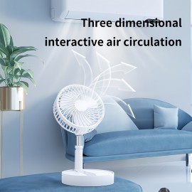 1 Ventilador de Mesa Portátil Dobrável USB - 4 Velocidades Ajustáveis, Altura Regulável, Plástico Leve, Bateria Recarregável 18650 Lítio 1200mAh, 36V Seguro para Escritório, Casa e Camping