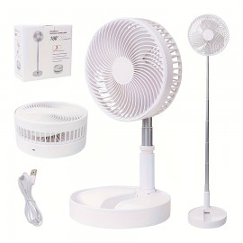1 Ventilador de Mesa Portátil Dobrável USB - 4 Velocidades Ajustáveis, Altura Regulável, Plástico Leve, Bateria Recarregável 18650 Lítio 1200mAh, 36V Seguro para Escritório, Casa e Camping