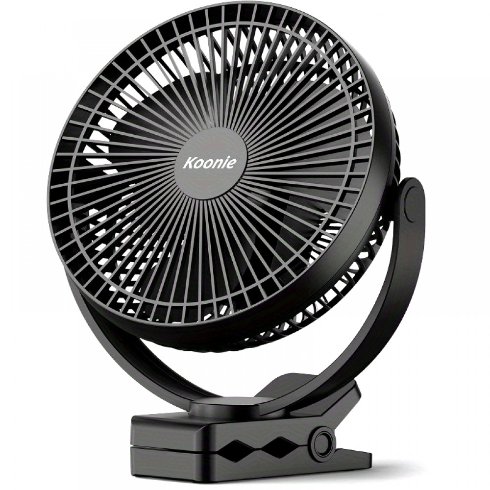 Ventilador Portátil Recarregável de 10.000mAh com Clipe - Ventilador de Mesa USB de 8 Polegadas com 4 Velocidades, Autonomia de 24H, Rotação de 360° e Grampo Resistente para Escritório, Academia, Acampamento, Viagem - Operação Silenciosa, Duas Portas USB 