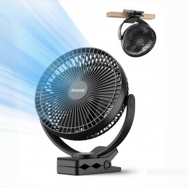 Ventilador Portátil Recarregável de 10.000mAh com Clipe - Ventilador de Mesa USB de 8 Polegadas com 4 Velocidades, Autonomia de 24H, Rotação de 360° e Grampo Resistente para Escritório, Academia, Acampamento, Viagem - Operação Silenciosa, Duas Portas USB 