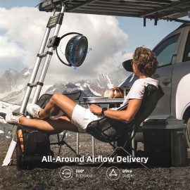 Ventilador Portátil Recarregável de 10.000mAh com Clipe - Ventilador de Mesa USB de 8 Polegadas com 4 Velocidades, Autonomia de 24H, Rotação de 360° e Grampo Resistente para Escritório, Academia, Acampamento, Viagem - Operação Silenciosa, Duas Portas USB 