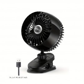 Ventilador de mesa pequeno, ventilador de clipe USB, vento forte e ultra-silencioso, ajustável a 360°, 3 velocidades, ventilador pessoal mini USB-C prefixado, adequado para escritório, mesa de dormir