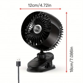 Ventilador de mesa pequeno, ventilador de clipe USB, vento forte e ultra-silencioso, ajustável a 360°, 3 velocidades, ventilador pessoal mini USB-C prefixado, adequado para escritório, mesa de dormir