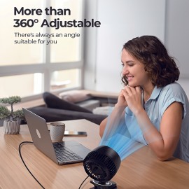 Ventilador de mesa pequeno, ventilador de clipe USB, vento forte e ultra-silencioso, ajustável a 360°, 3 velocidades, ventilador pessoal mini USB-C prefixado, adequado para escritório, mesa de dormir