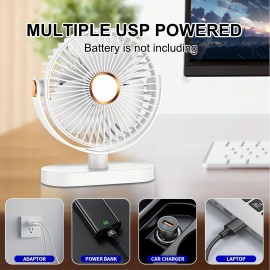 Ventilador de Mesa USB com Grande Capacidade de 3000mAh, Mini Ventilador Portátil Potente de 5 Velocidades, Bateria Ultra Longa Duração, Recarregável, Adequado para Casa, Escritório e Viagem
