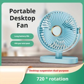 Ventilador de Mesa USB com Grande Capacidade de 3000mAh, Mini Ventilador Portátil Potente de 5 Velocidades, Bateria Ultra Longa Duração, Recarregável, Adequado para Casa, Escritório e Viagem