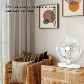 Ventilador de Mesa USB com Grande Capacidade de 3000mAh, Mini Ventilador Portátil Potente de 5 Velocidades, Bateria Ultra Longa Duração, Recarregável, Adequado para Casa, Escritório e Viagem