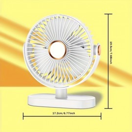 Ventilador de Mesa USB com Grande Capacidade de 3000mAh, Mini Ventilador Portátil Potente de 5 Velocidades, Bateria Ultra Longa Duração, Recarregável, Adequado para Casa, Escritório e Viagem