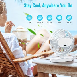 Ventilador de Mesa USB com Grande Capacidade de 3000mAh, Mini Ventilador Portátil Potente de 5 Velocidades, Bateria Ultra Longa Duração, Recarregável, Adequado para Casa, Escritório e Viagem