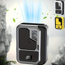 Ventilador Portátil de Pescoço, Motor sem Escovas Potente com Visor Digital e 3 Velocidades do Vento, Bateria Grande de 3000mAh, Função de Lanterna LED de Emergência, Adequado para Trabalho ao Ar Livre, Acampamento, Pesca Selvagem, Passeios de Primav