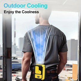 Ventilador Portátil de Pescoço, Motor sem Escovas Potente com Visor Digital e 3 Velocidades do Vento, Bateria Grande de 3000mAh, Função de Lanterna LED de Emergência, Adequado para Trabalho ao Ar Livre, Acampamento, Pesca Selvagem, Passeios de Primav