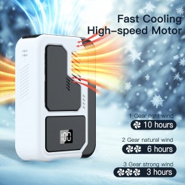 Ventilador Portátil de Pescoço, Motor sem Escovas Potente com Visor Digital e 3 Velocidades do Vento, Bateria Grande de 3000mAh, Função de Lanterna LED de Emergência, Adequado para Trabalho ao Ar Livre, Acampamento, Pesca Selvagem, Passeios de Primav