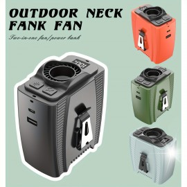 Ventilador de Pescoço Portátil 10000mAh com Design Pendurável/Sujeitado 2-em-1, 5 Velocidades Ajustáveis, Lanterna Embutida, Recarregável por USB, Leve para Acampamento, Caminhadas e Viagens - 3 Cores (Preto/Vermelho/Verde)