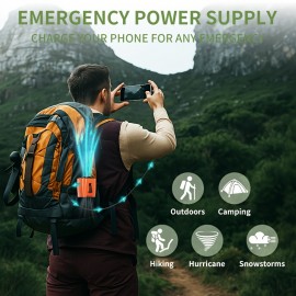 Ventilador de Pescoço Portátil 10000mAh com Design Pendurável/Sujeitado 2-em-1, 5 Velocidades Ajustáveis, Lanterna Embutida, Recarregável por USB, Leve para Acampamento, Caminhadas e Viagens - 3 Cores (Preto/Vermelho/Verde)