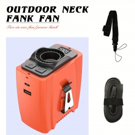 Ventilador de Pescoço Portátil 10000mAh com Design Pendurável/Sujeitado 2-em-1, 5 Velocidades Ajustáveis, Lanterna Embutida, Recarregável por USB, Leve para Acampamento, Caminhadas e Viagens - 3 Cores (Preto/Vermelho/Verde)