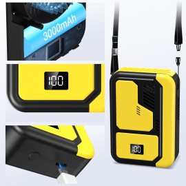 Ventilador de Cintura Pessoal Portátil Recarregável Sem Usar as Mãos, com Visor Digital, Ventoinha Refrescante Vestível por 10 Horas para Viagens e Trabalho ao Ar Livre no Escritório (Amarelo/Prateado/Branco)
