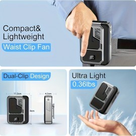 Ventilador de Cintura Pessoal Portátil Recarregável Sem Usar as Mãos, com Visor Digital, Ventoinha Refrescante Vestível por 10 Horas para Viagens e Trabalho ao Ar Livre no Escritório (Amarelo/Prateado/Branco)