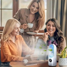 Ventilador portátil sem folhas com luz, ajustável em 9 velocidades, pulverização em 3 velocidades, silencioso, cronometragem de 8 horas, USB, material ABS | Motor sem escovas | Lâmina de turbina | Resfriador de torre de secretária, adequado para sala de e