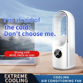 Ventilador portátil sem folhas com luz, ajustável em 9 velocidades, pulverização em 3 velocidades, silencioso, cronometragem de 8 horas, USB, material ABS | Motor sem escovas | Lâmina de turbina | Resfriador de torre de secretária, adequado para sala de e