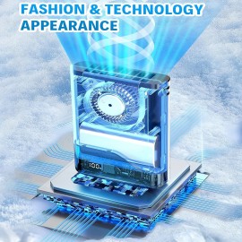 Ventilador Portátil AI de 5 Velocidades com Motor de 10000 RPM & Vento de 33ft/s - Tempo de Funcionamento >20H, Recarregável via USB-C, Montagem na Cintura/Pescoço/Mesa/Cinto para Locais de Trabalho, Camping, Exterior, Escritório - Ultra-Compacto 223