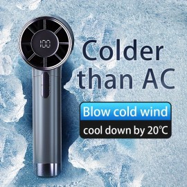 Ventilador portátil de mão, ventilador turbo mini ajustável de 100 velocidades, ventilador rápido ajustável de 5 velocidades, ventilador pessoal recarregável de alta capacidade de 3600 mAh, corpo de textura metálica, display digital LCD, secador de cabelo