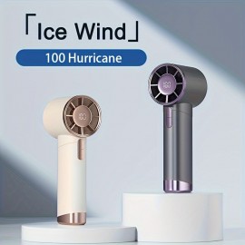 Ventilador portátil de mão, ventilador turbo mini ajustável de 100 velocidades, ventilador rápido ajustável de 5 velocidades, ventilador pessoal recarregável de alta capacidade de 3600 mAh, corpo de textura metálica, display digital LCD, secador de cabelo