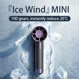Ventilador portátil de mão, ventilador turbo mini ajustável de 100 velocidades, ventilador rápido ajustável de 5 velocidades, ventilador pessoal recarregável de alta capacidade de 3600 mAh, corpo de textura metálica, display digital LCD, secador de cabelo