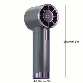 Ventilador portátil de mão, ventilador turbo mini ajustável de 100 velocidades, ventilador rápido ajustável de 5 velocidades, ventilador pessoal recarregável de alta capacidade de 3600 mAh, corpo de textura metálica, display digital LCD, secador de cabelo