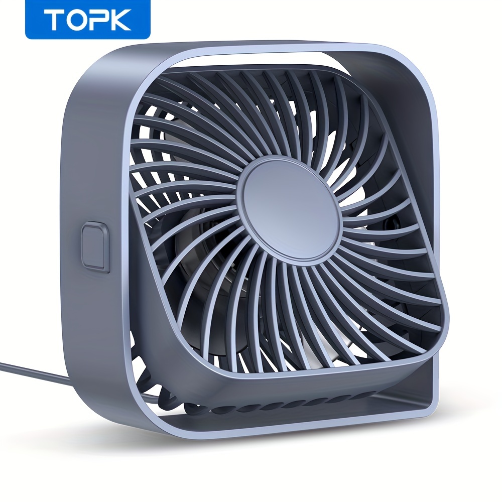 Ventilador de Mesa USB Compacto com 3 Velocidades e Operação Silenciosa de 360° - Refrigeração Portátil Leve para Casa, Escritório, Residência Estudantil e Viagem - Cinza, Ventilador Portátil