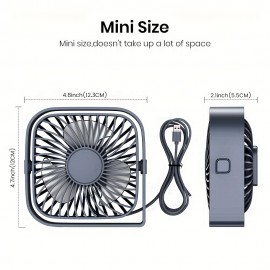 Ventilador de Mesa USB Compacto com 3 Velocidades e Operação Silenciosa de 360° - Refrigeração Portátil Leve para Casa, Escritório, Residência Estudantil e Viagem - Cinza, Ventilador Portátil