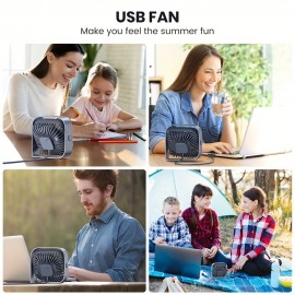 Ventilador de Mesa USB Compacto com 3 Velocidades e Operação Silenciosa de 360° - Refrigeração Portátil Leve para Casa, Escritório, Residência Estudantil e Viagem - Cinza, Ventilador Portátil