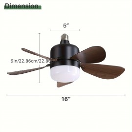 Sofucor 1pc 16 polegadas ventilador de soquete luz teto ventiladores com luzes e controle remoto - parafuso em pequeno ventilador de teto substituição para lâmpada e26, luzes de 3 cores dimáveis, 6 velocidades ventilador de teto para quarto, banheiro e la